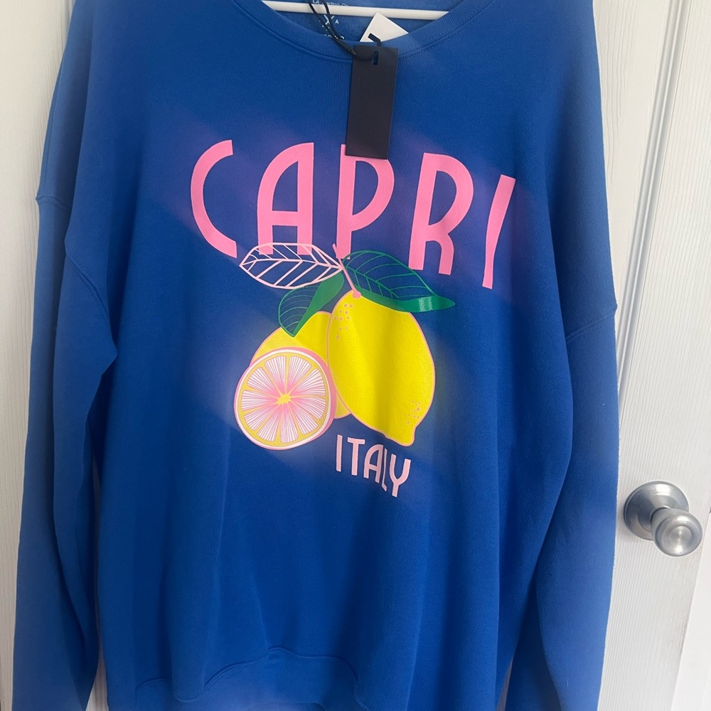 Blue Capri Italy Sweatshirt with Lemon Graphic